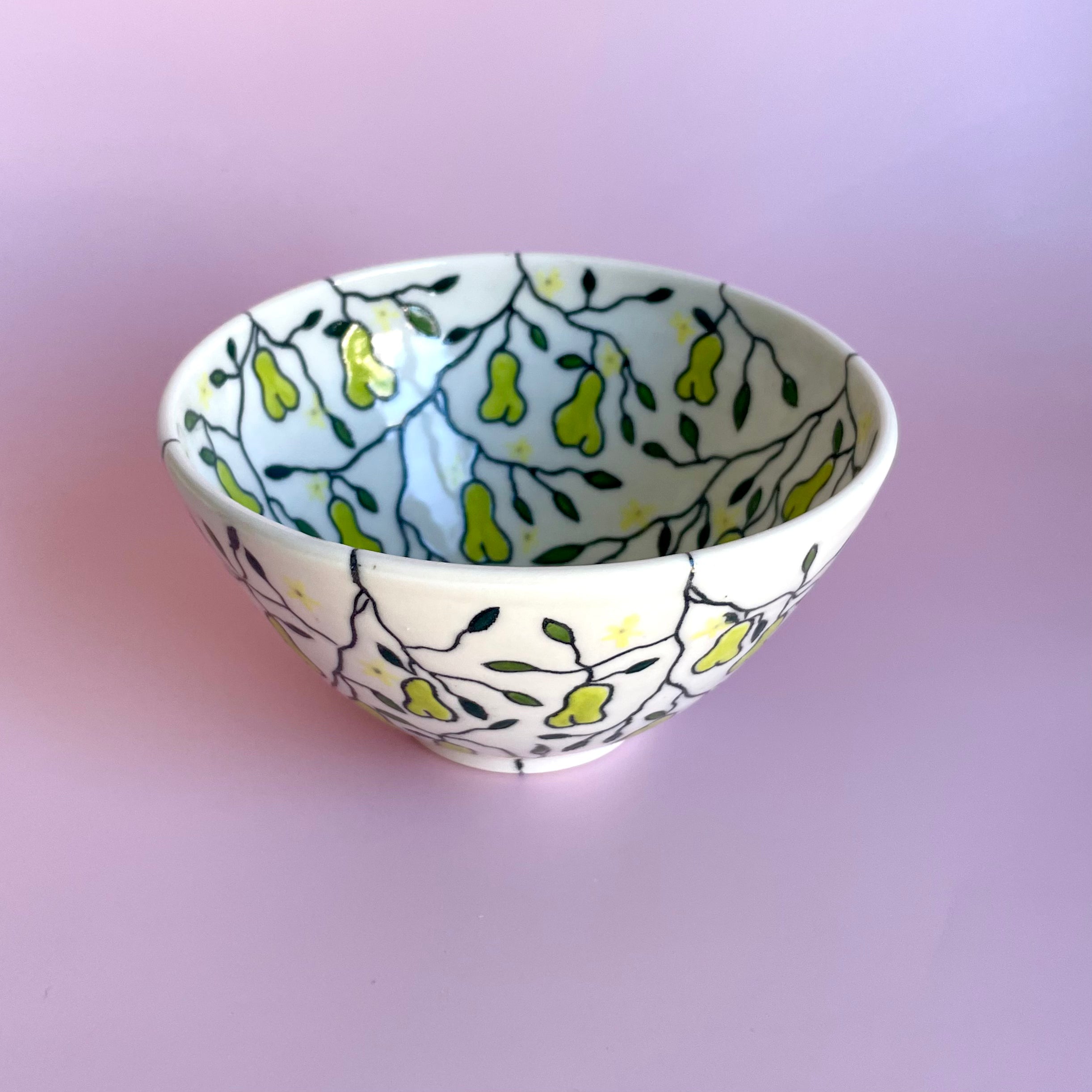 Small porcelain bowl with pear design