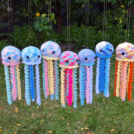 cute crocheted jellyfish nursery mobile