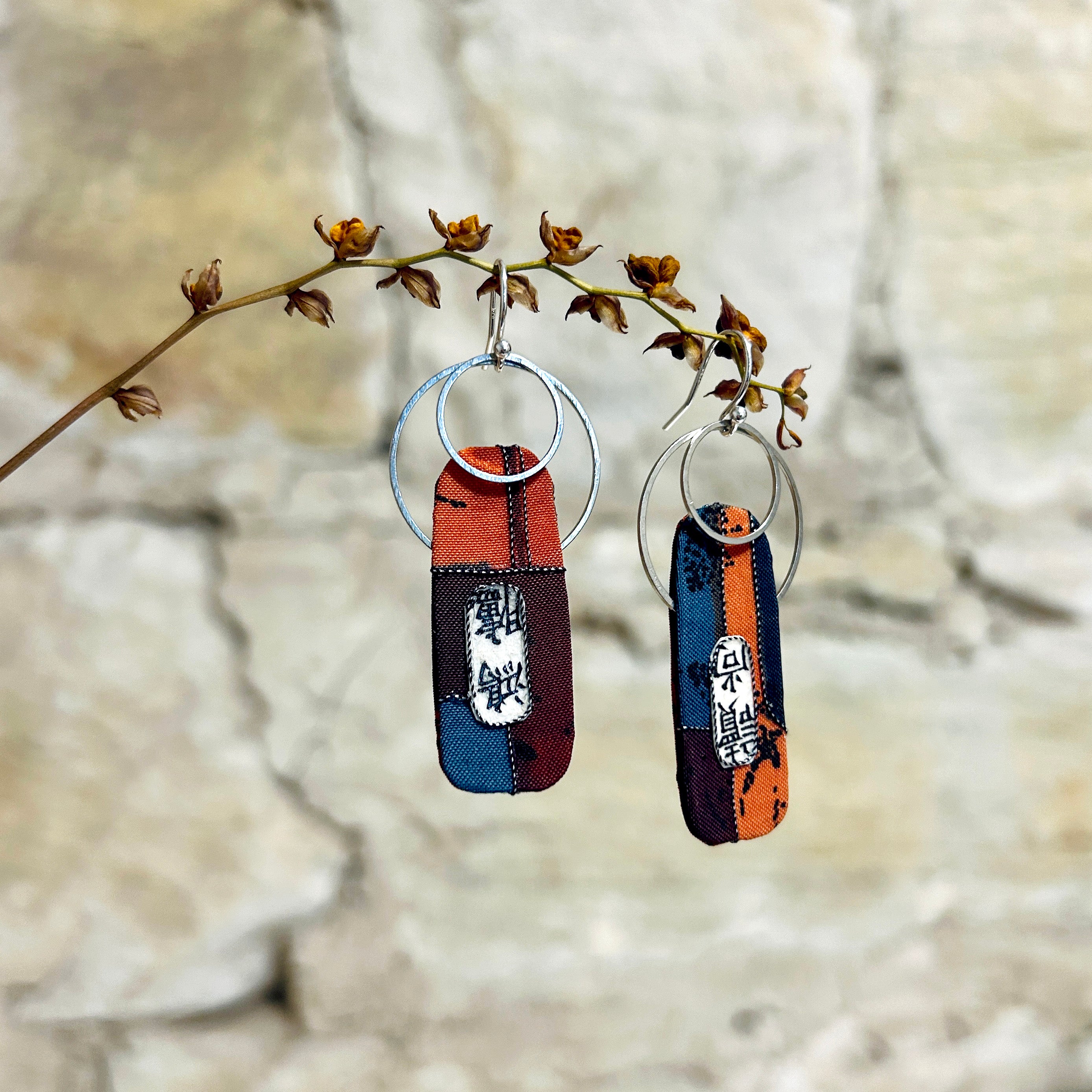 Earrings Autumn Coloured Textile - EC-595
