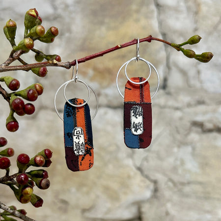 Earrings Autumn Coloured Textile - EC-595