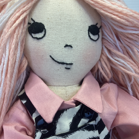 Sarah| Cute Handmade cloth doll with wild hair| 53cm