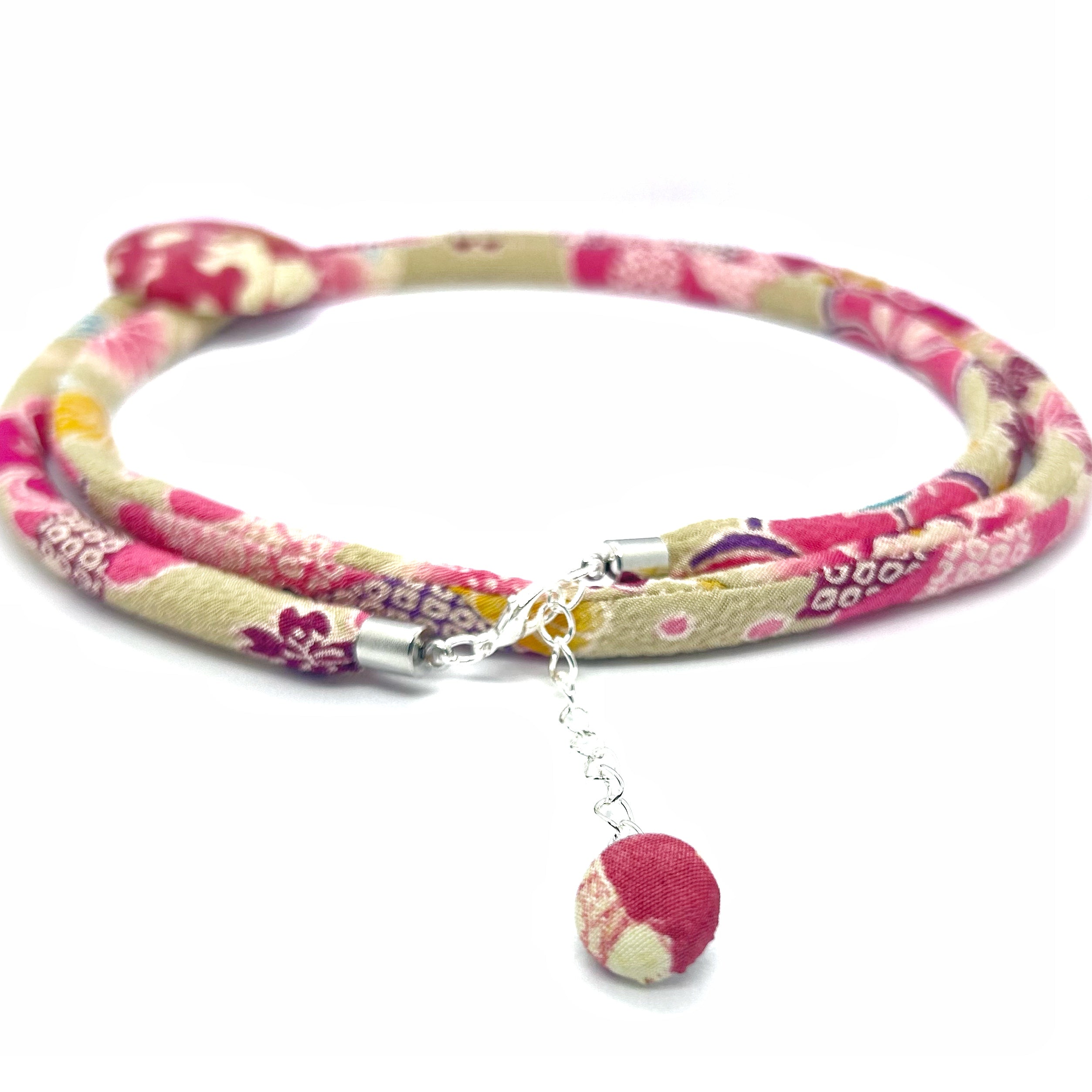 Kimono Cord Necklace - Pink Blossom