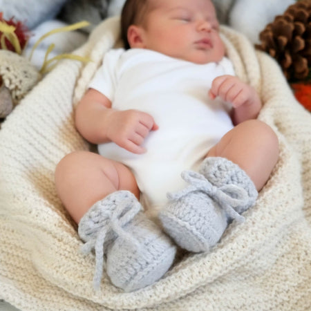 Baby Booties | Pale Grey | Newborn | Crochet | Knit | Shoes | Socks