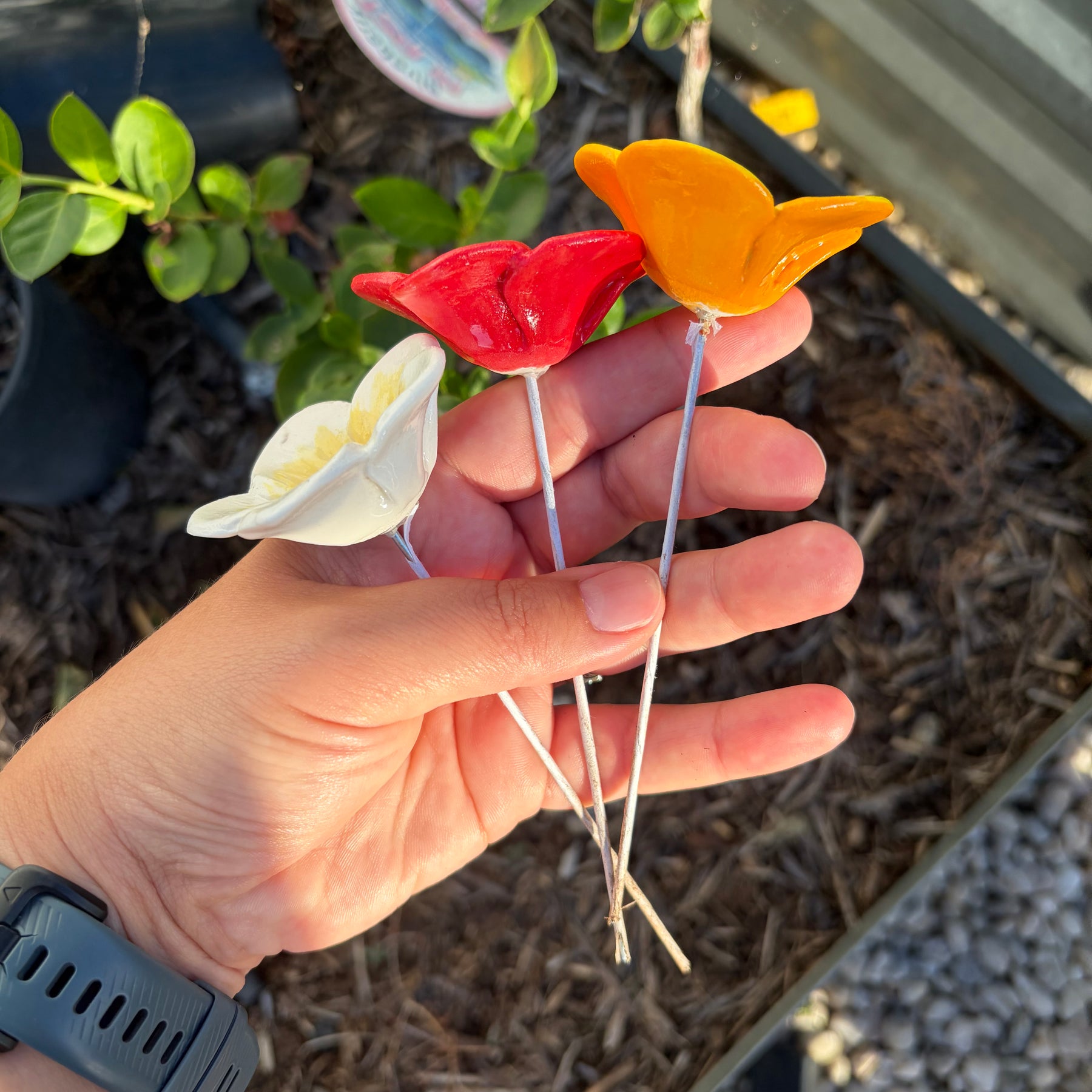 Bee Watering Cups - Ceramic Flowers!