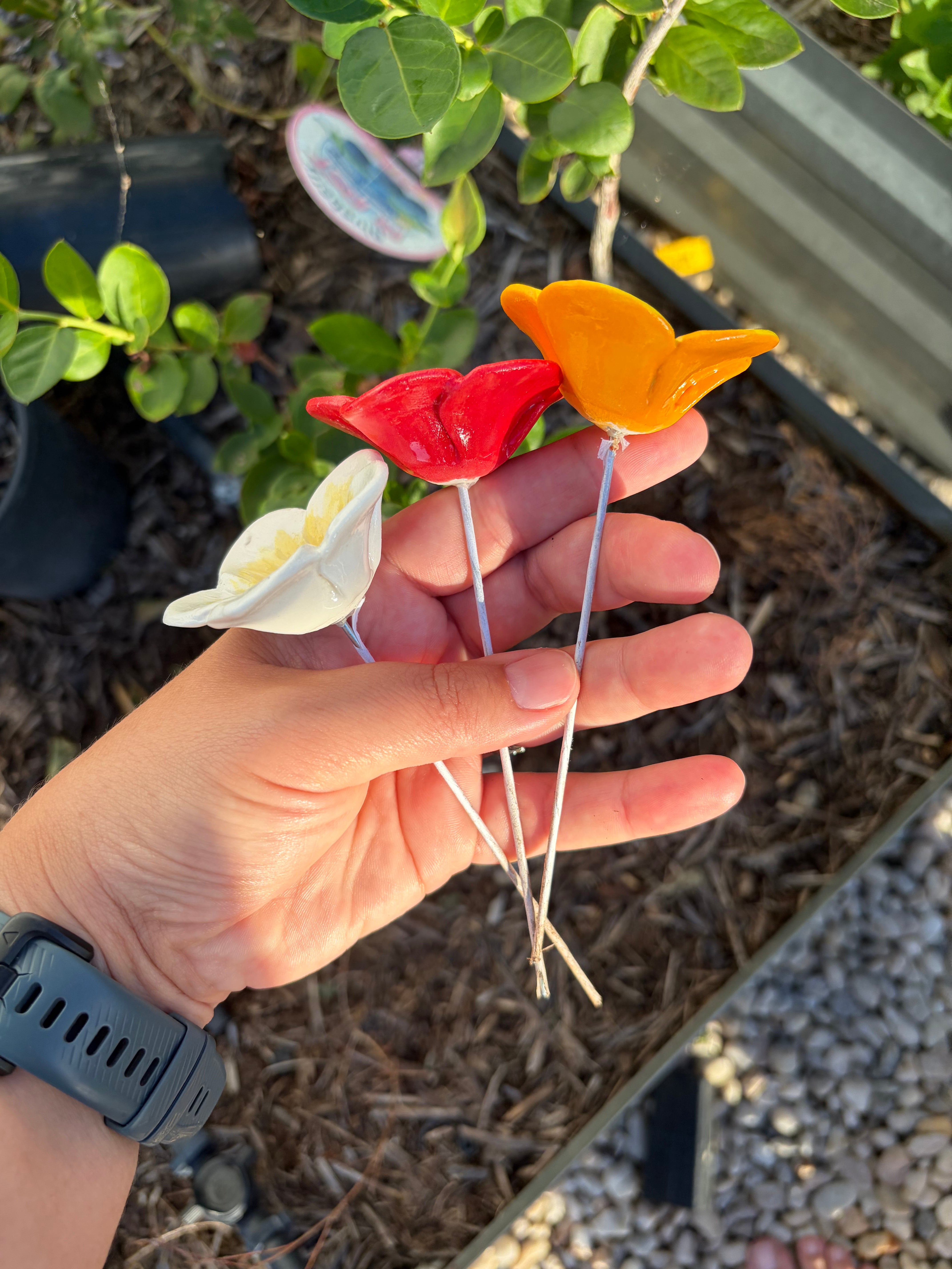 Bee Watering Cups - Ceramic Flowers!