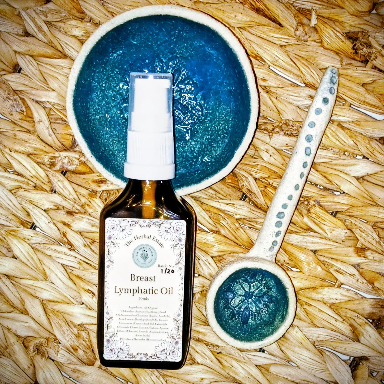 Organic Breast Lymphatic Oil. 50ml. To support gentle lymphatic flow, tissue softness, and daily self-care.