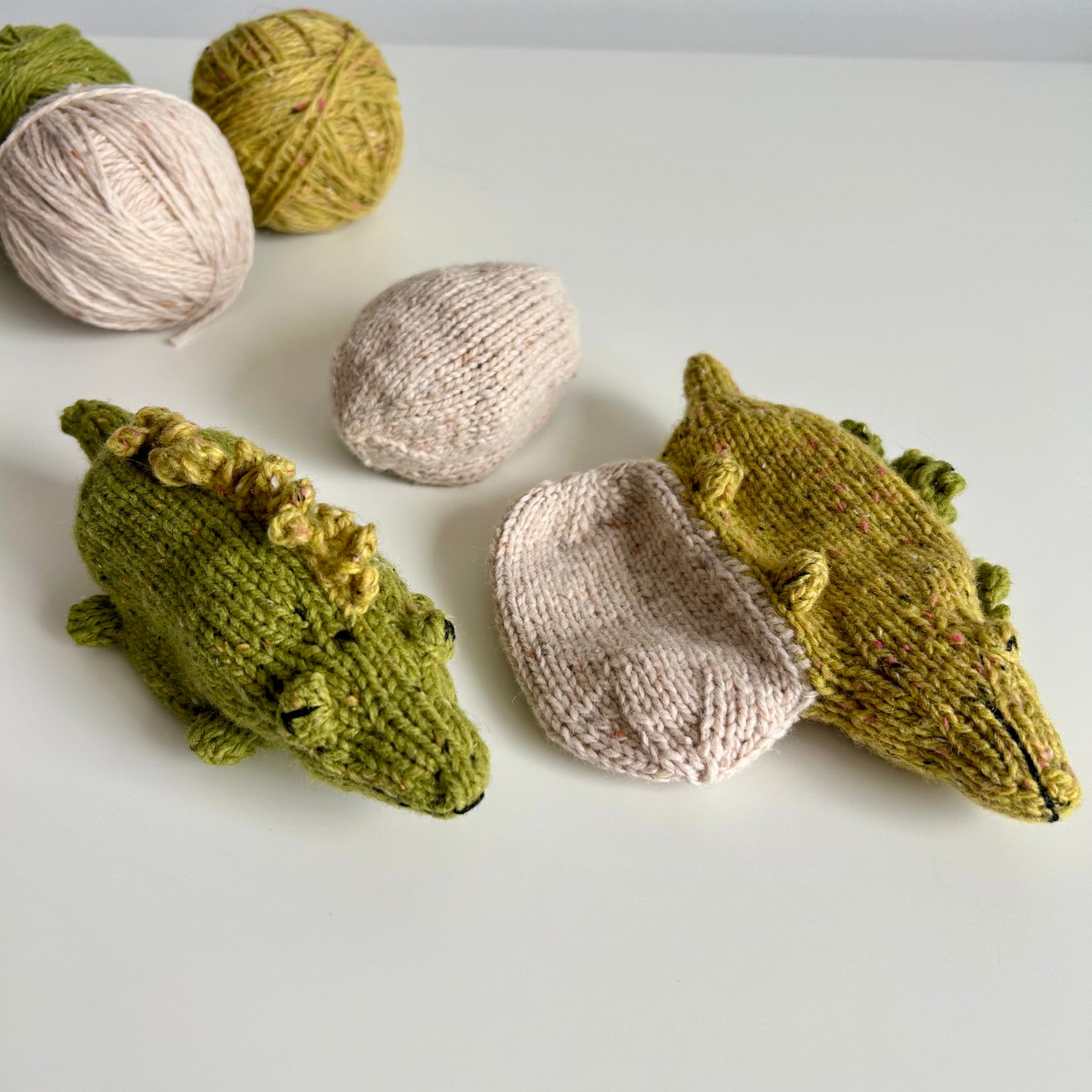 Hatching Crocodile Surprise Toy | Hand Knitted | Merino Wool | Ready to Ship