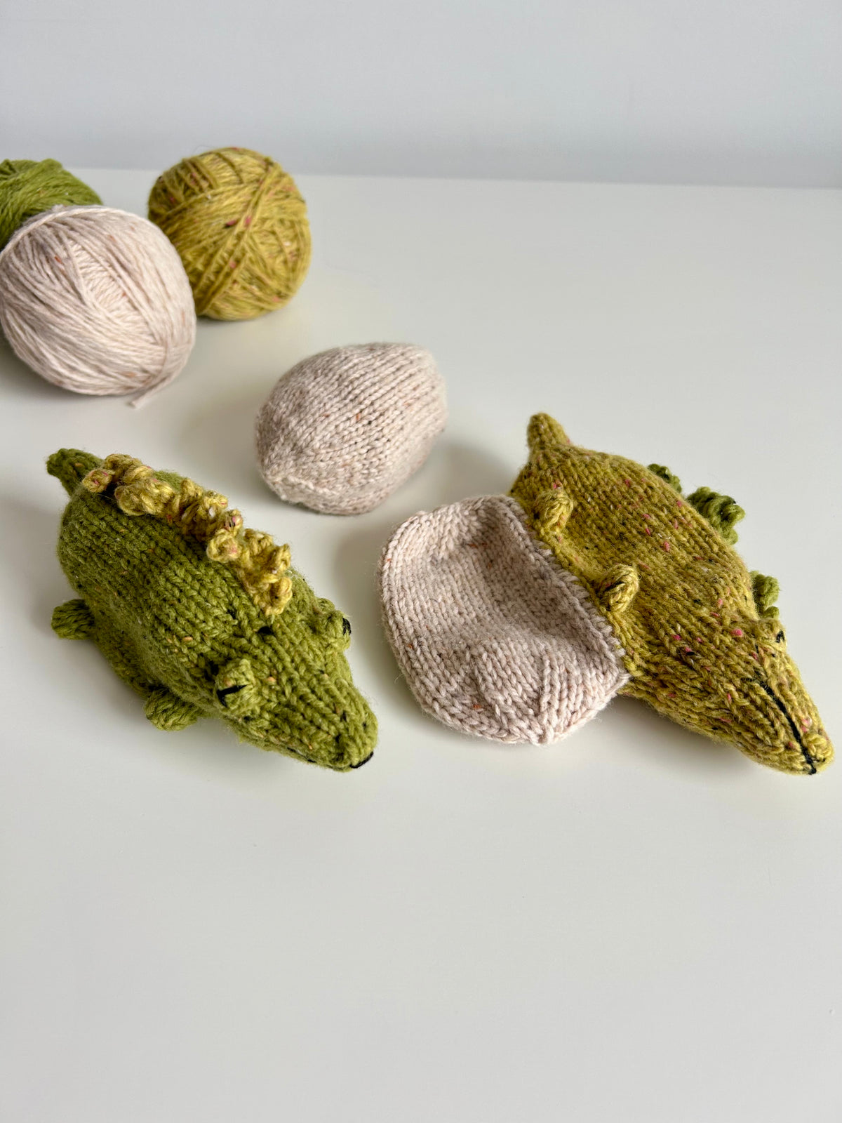 Hatching Crocodile Surprise Toy | Hand Knitted | Merino Wool | Ready to Ship