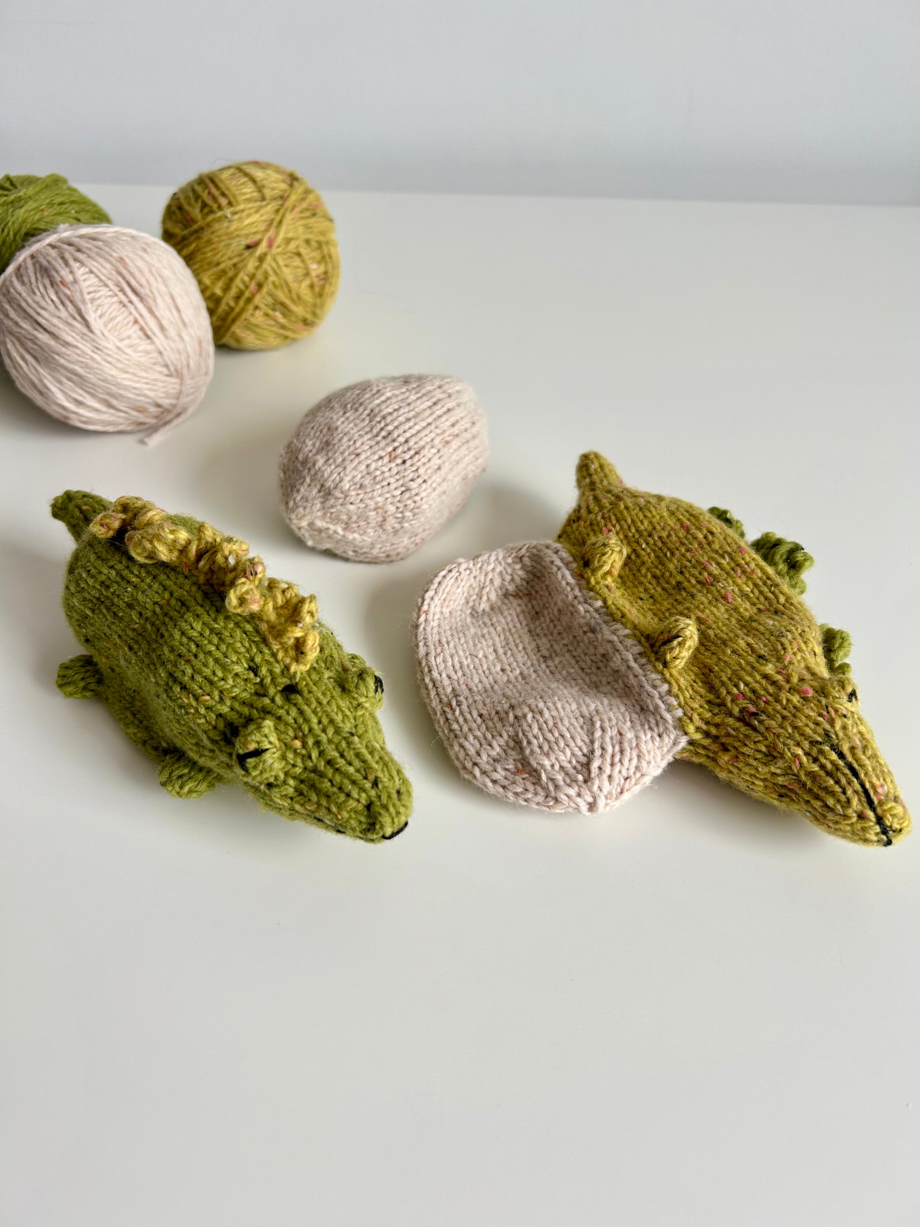 Hatching Crocodile Surprise Toy | Hand Knitted | Merino Wool | Ready to Ship