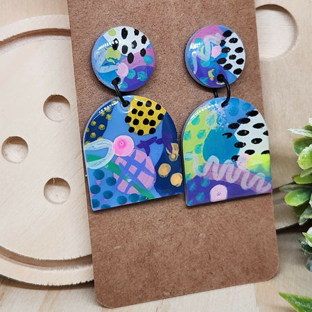 Dangle Earrings Hand Painted Stud Earrings Bluebelle