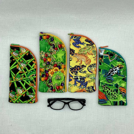 Frogs curved top zip pouch for glasses, phones, handbag organiser, etc.