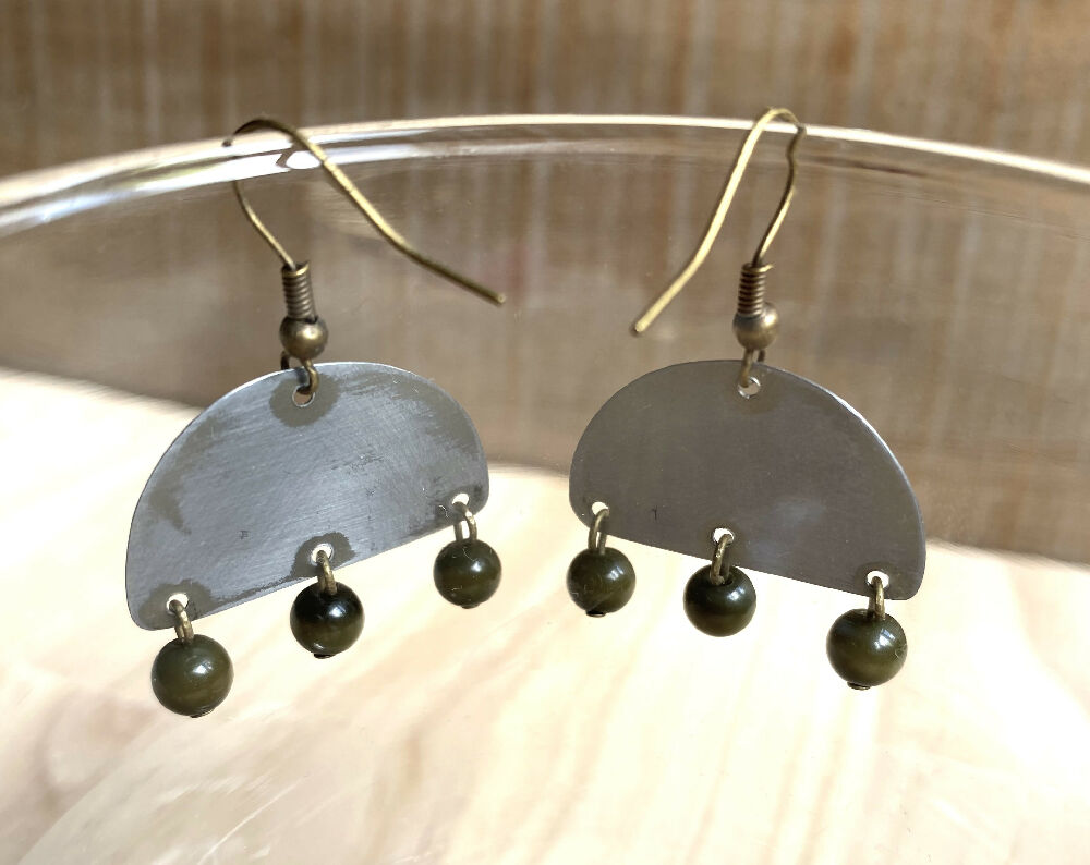 Boho Beauty recycled metal semi-circle earrings