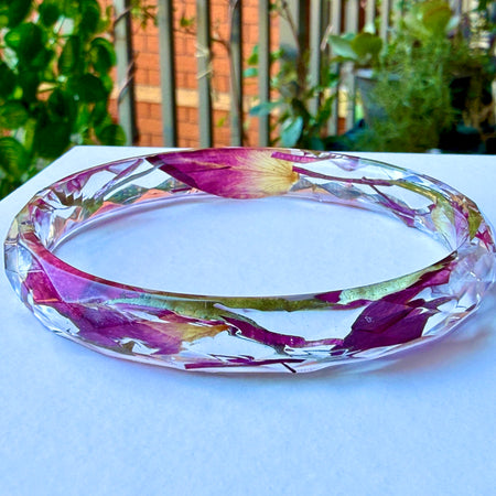 Real Flower Resin Bangle: Pressed Flower jewellery