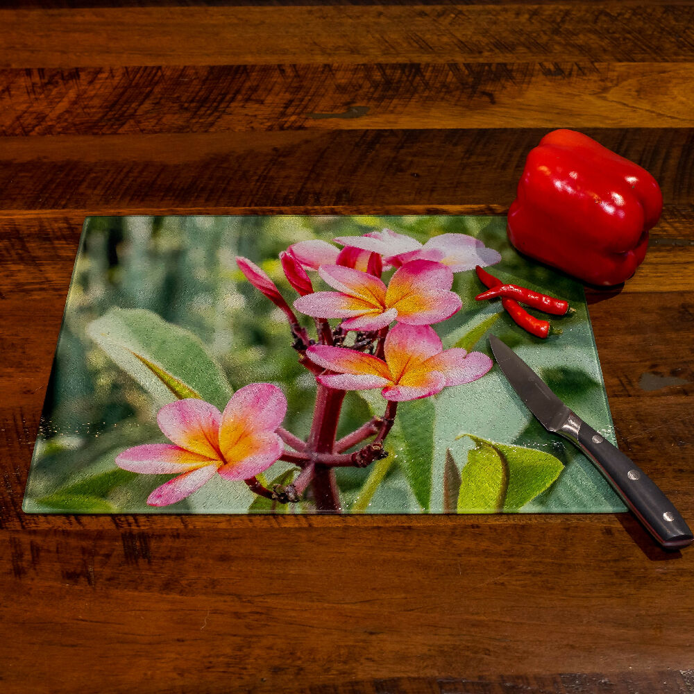 Chopping Board - Frangipani - Tempered Glass