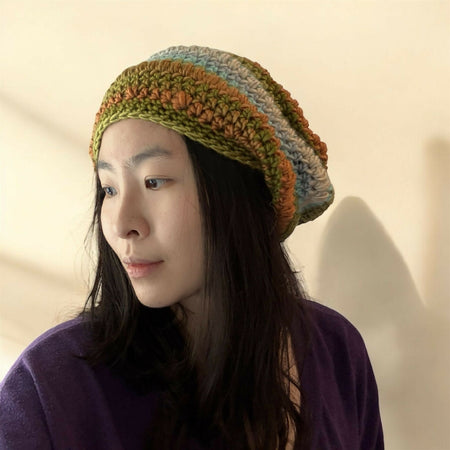 Crochet Slouchy Beanie in meadow