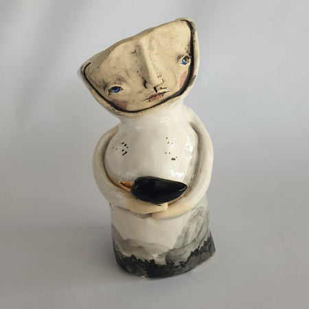 black and white clay character