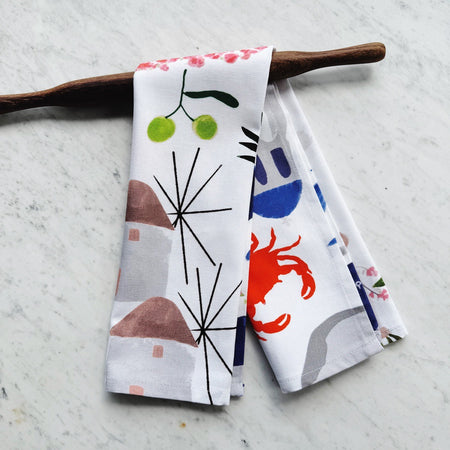 Greek islands tea towel.