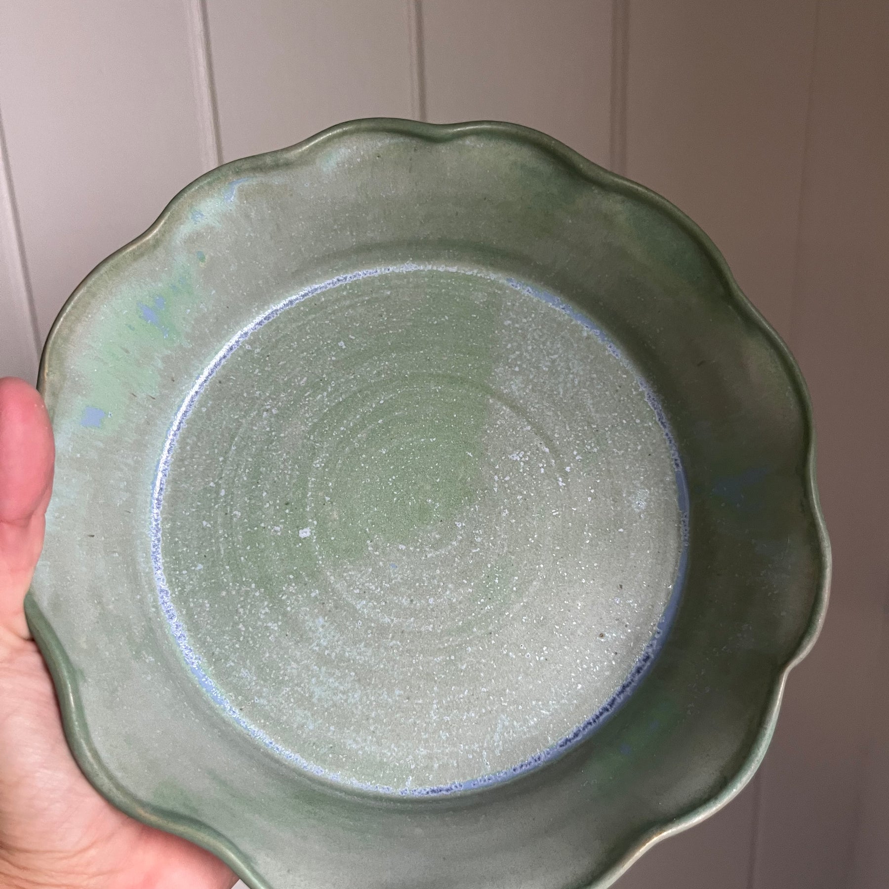 Small Ceramic Pie Dish - Green