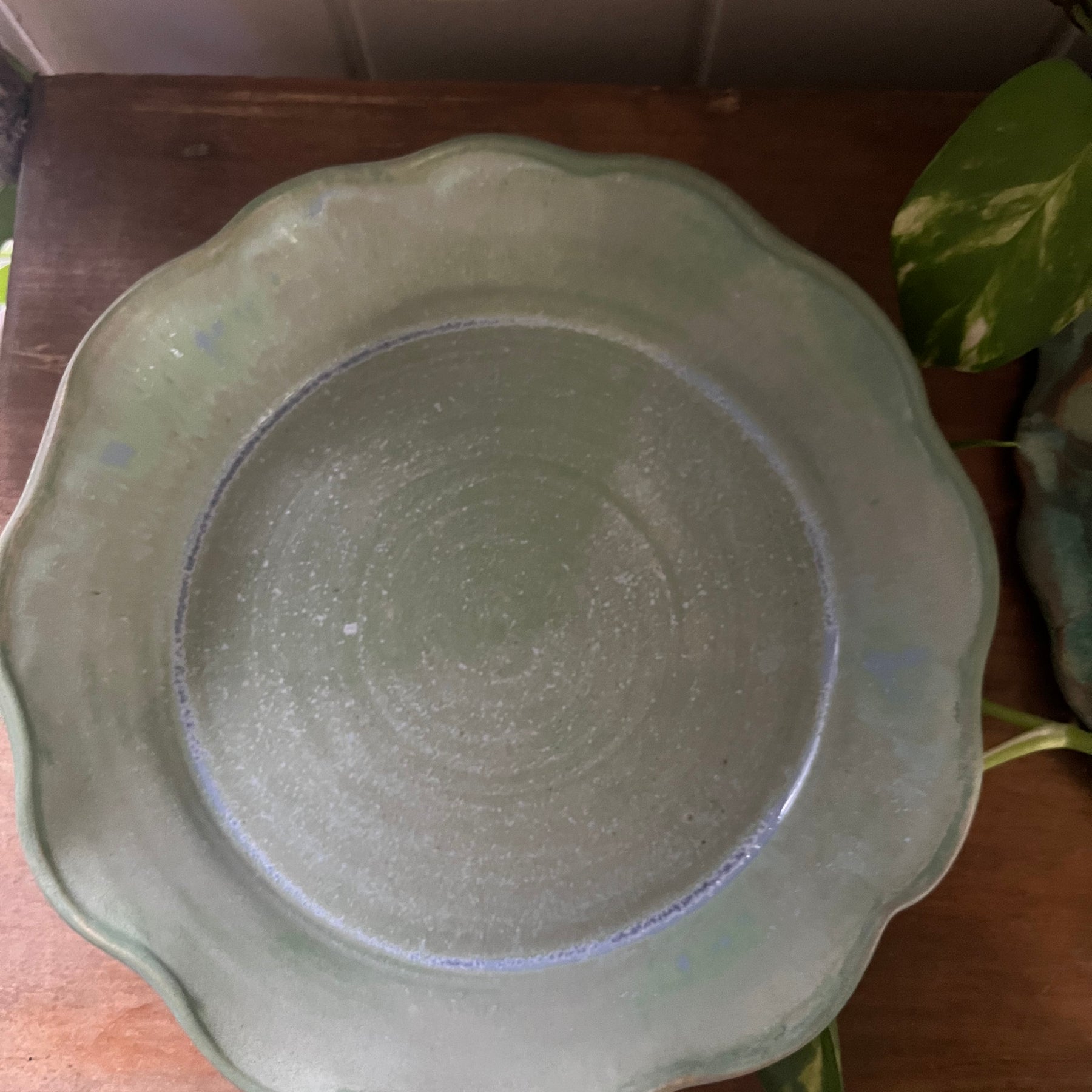Small Ceramic Pie Dish - Green