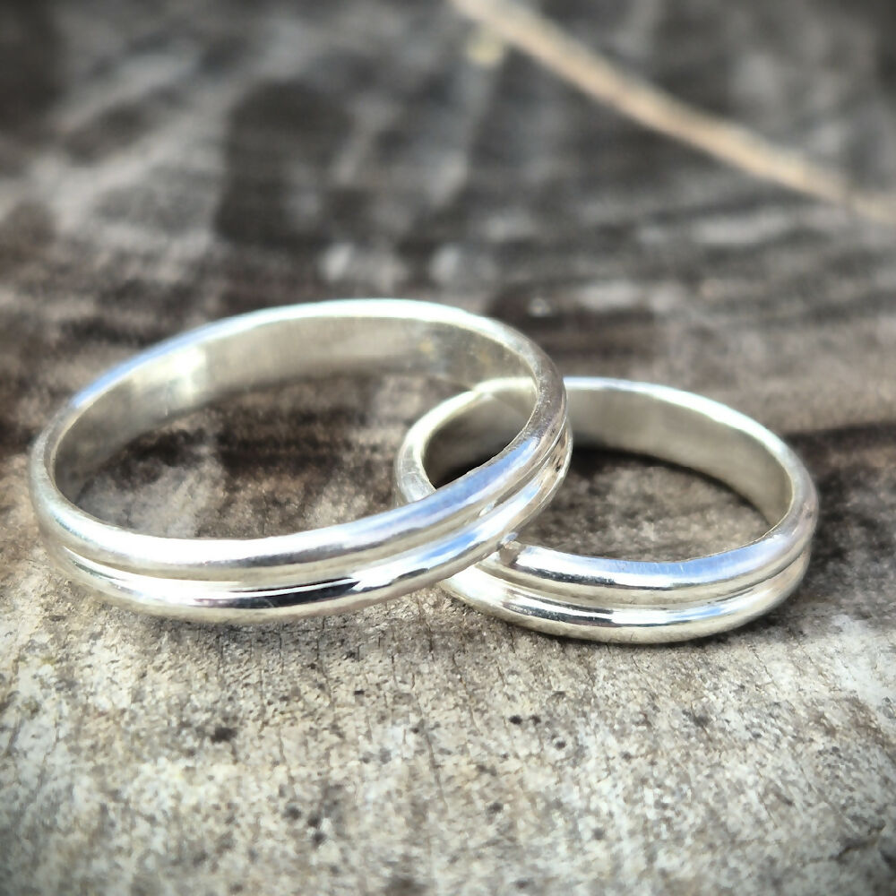 Unisex Double Banded Sterling Silver Ring