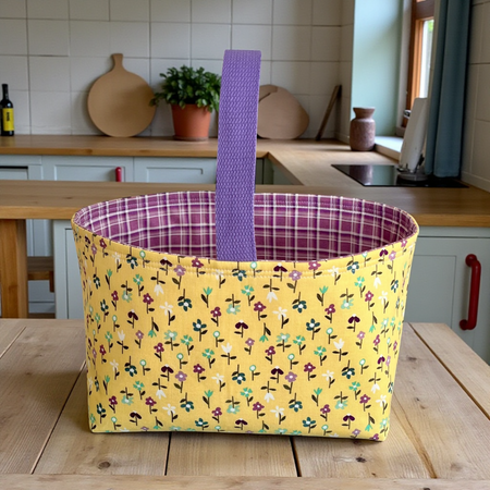 Handmade Fabric Storage Basket with Handle