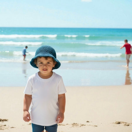 Navy Blue Crochet Hat with brim | Dark Blue | Kids 2-4 years