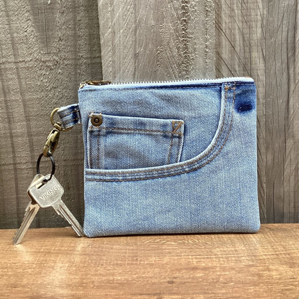 Upcycled Denim Front Pocket Purse - Clip On