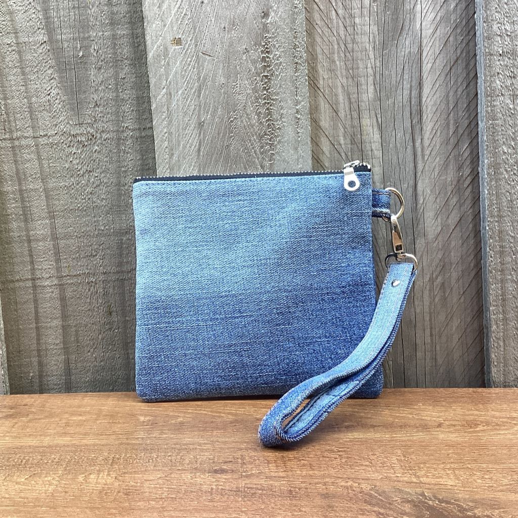 Upcycled Denim Pocket Purse – Red Batik Design