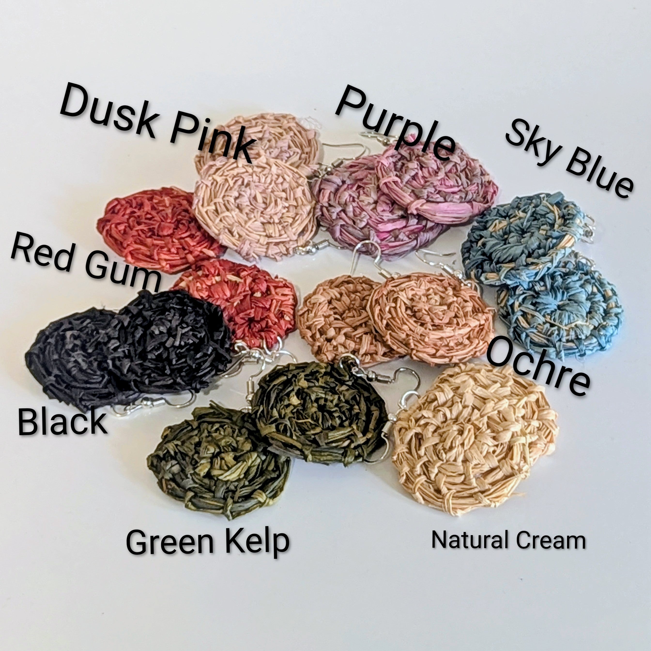 Woven Raffia Earrings in Gift Bag  - Choice of Colours