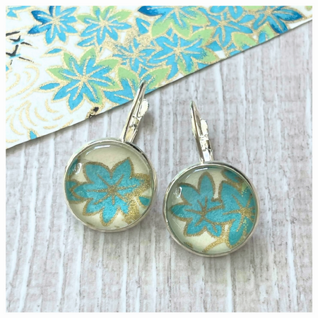 Origami paper earrings with silver hooks. Japanese inspired & handcrafted