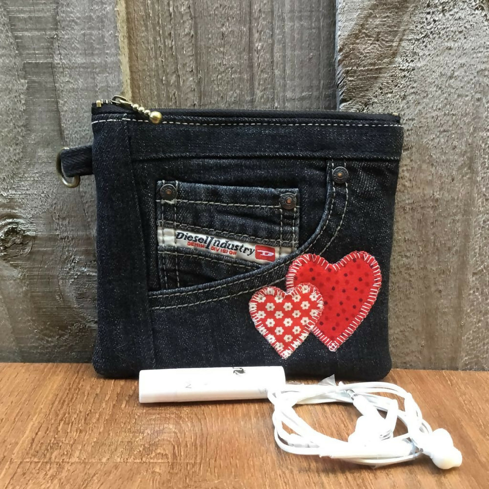 Upcycled Denim Coin Purse – Black Denim Pocket