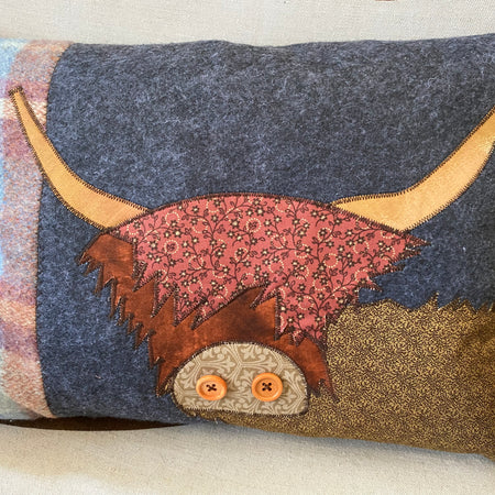 Upcycled Highland Cow Cushion