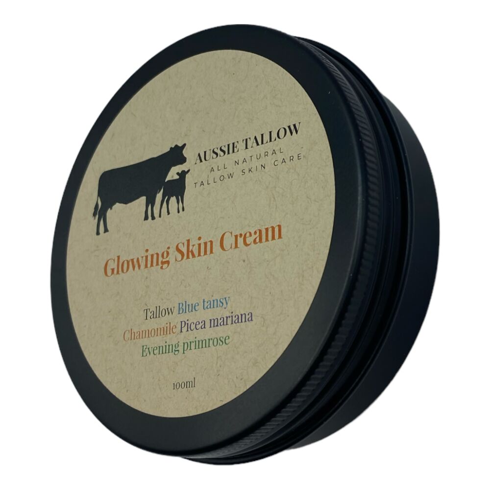 GLOWING SKIN BALM made from ORGANIC GRASS FED BEEF TALLOW 100ml ALL NATURAL INGREDIENTS