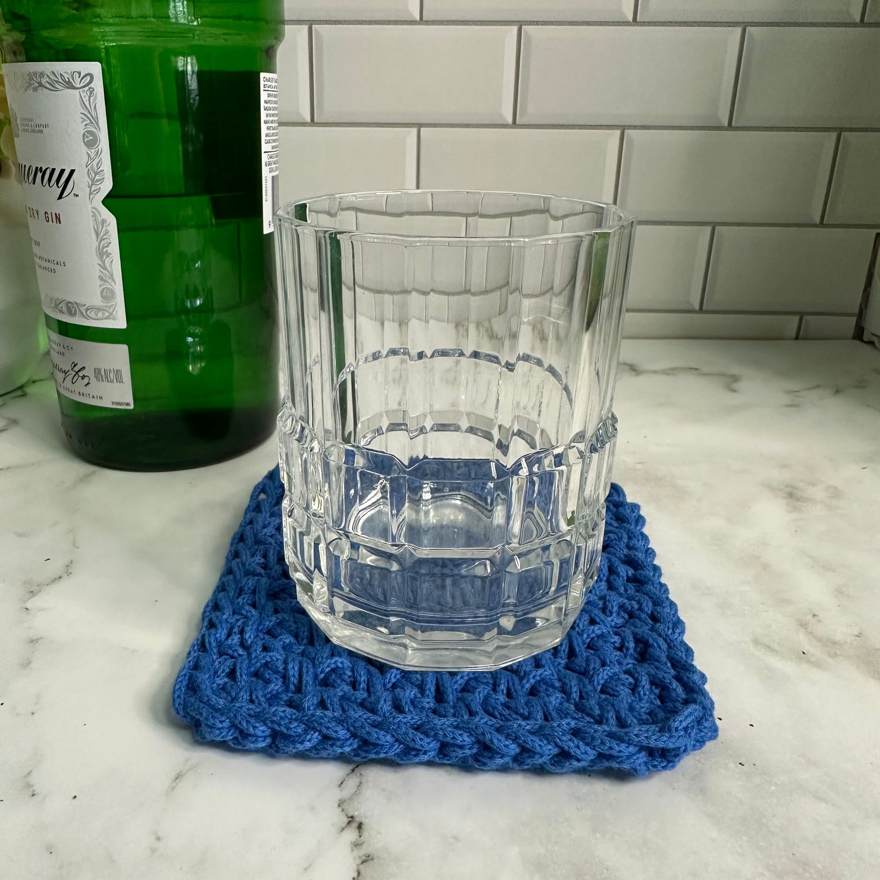 Ocean Blue Braided Yarn Crocheted Coasters - Set of 4