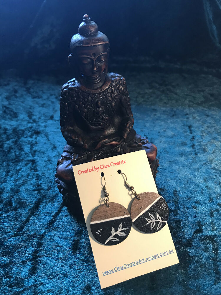 Earrings - Hand Painted Wood - Asian Inspired