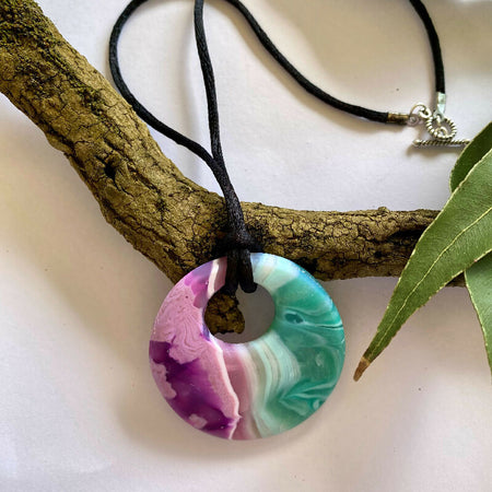 Purple, green and white pendant 