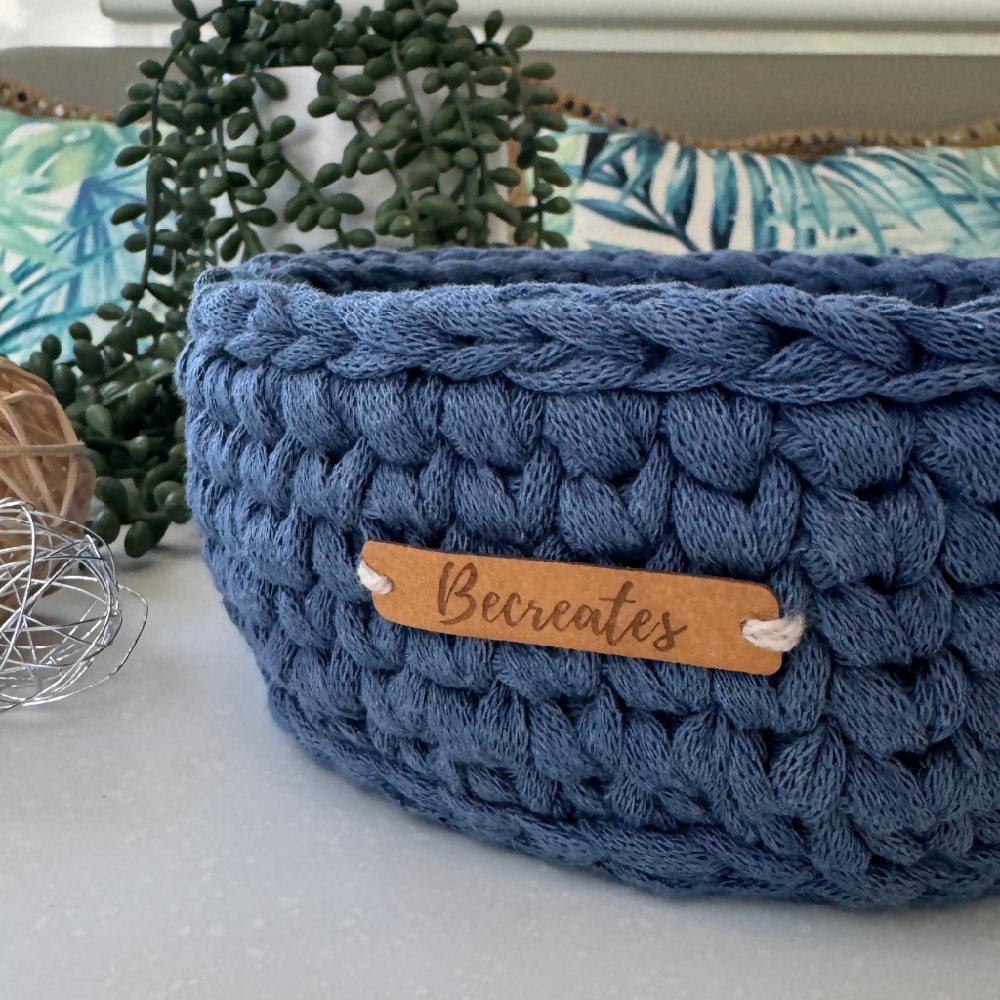 Crochet handmade basket | Home Decor | Denim Blue | Medium2