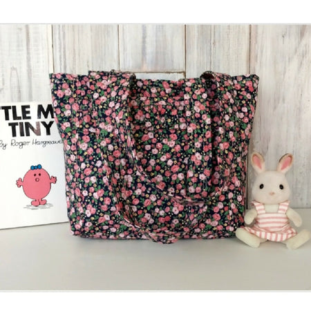 Pink Blossoms toddlers handbag with ruffle pocket - Cute handmade gift