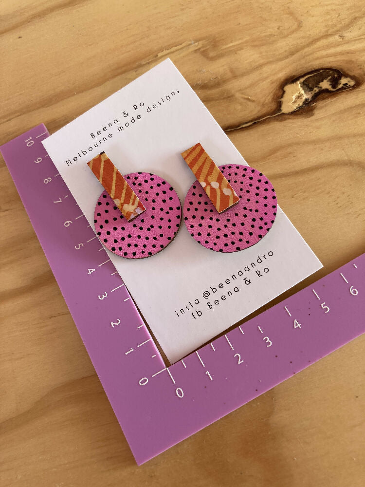 Pink & orange statement studs