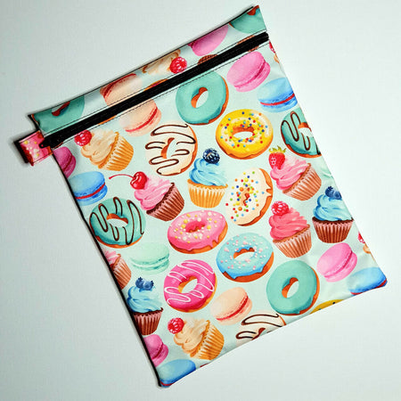 Medium Wet Bag in Colourful Donut and Cupcake Fabric