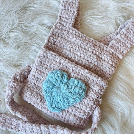 Crochet Doll Carrier - 2/3 yrs - ’Fog’ / Aqua