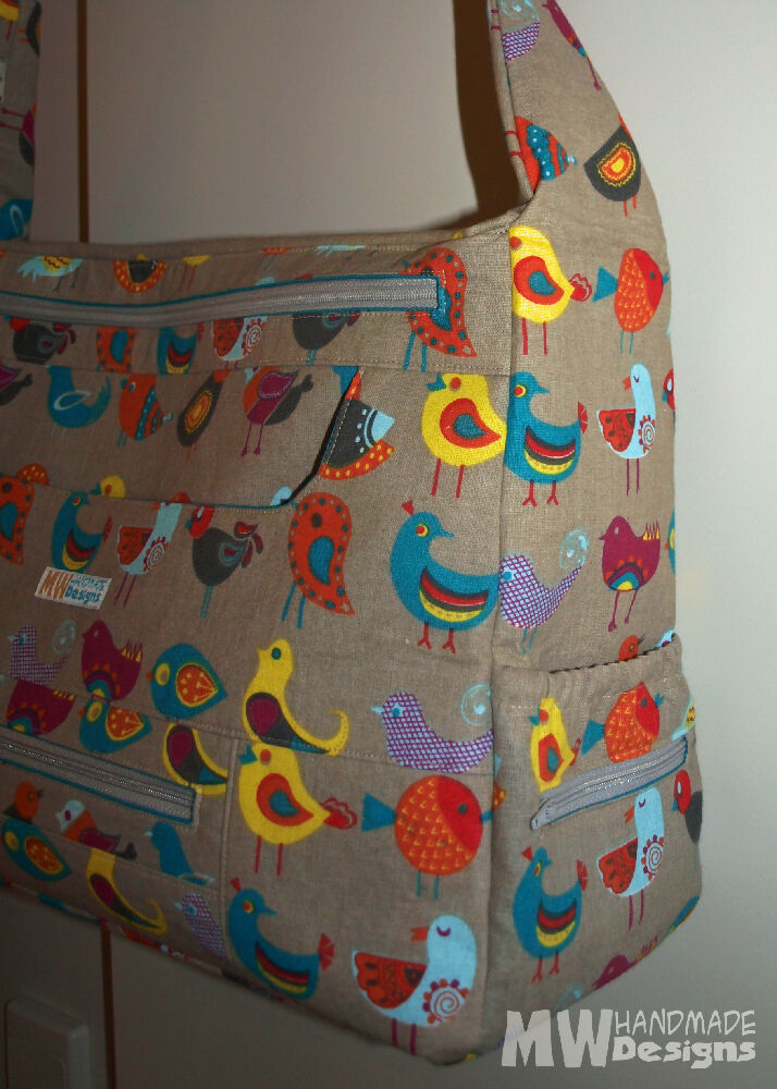 OOAK Teal Little Birdies Designer Nappy Bag