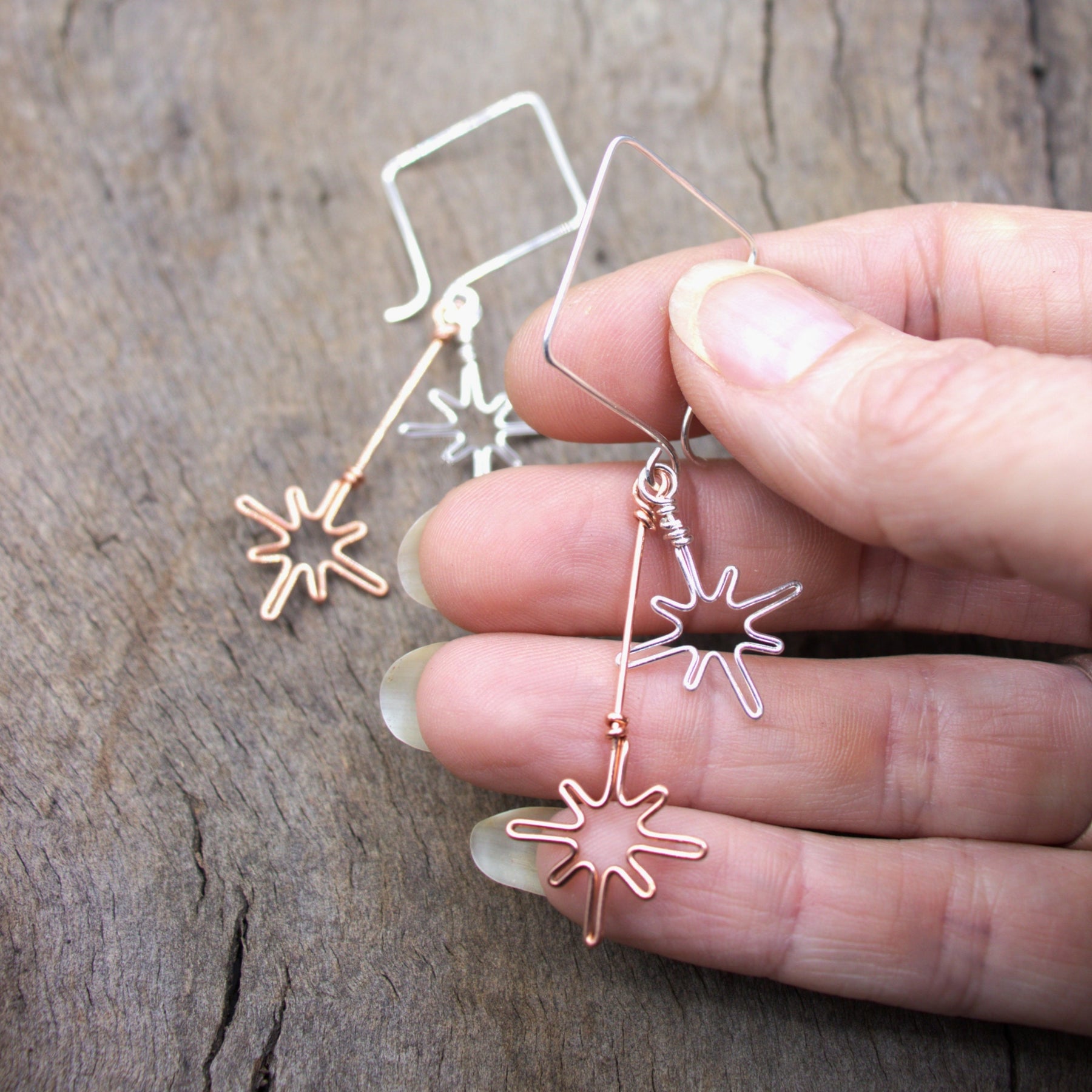 To The Stars Earrings - II | sterling silver and copper