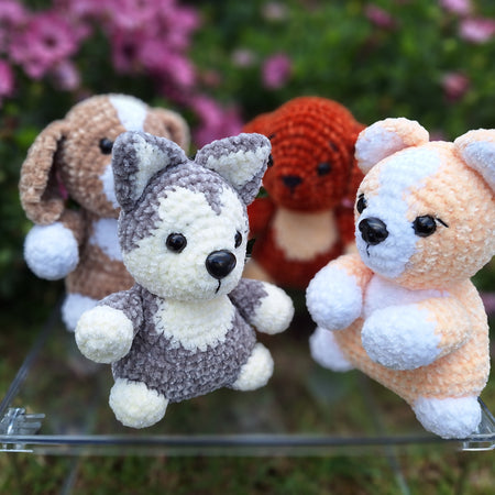 Crocheted Velvet Toy Dog – Soft & Cuddly Handmade Plush