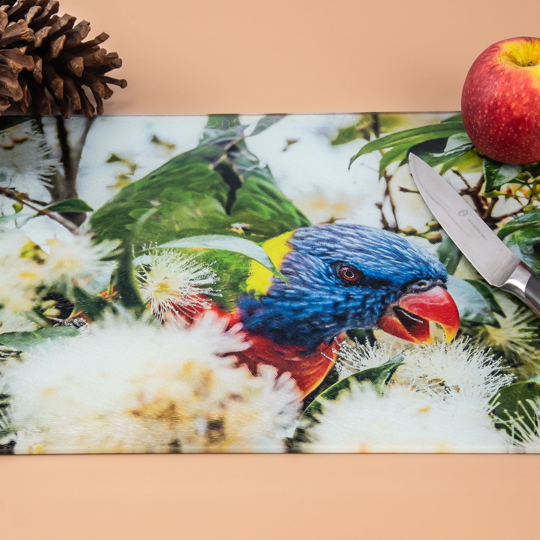 Rainbow Lorikeet Chopping Board - Tempered Glass