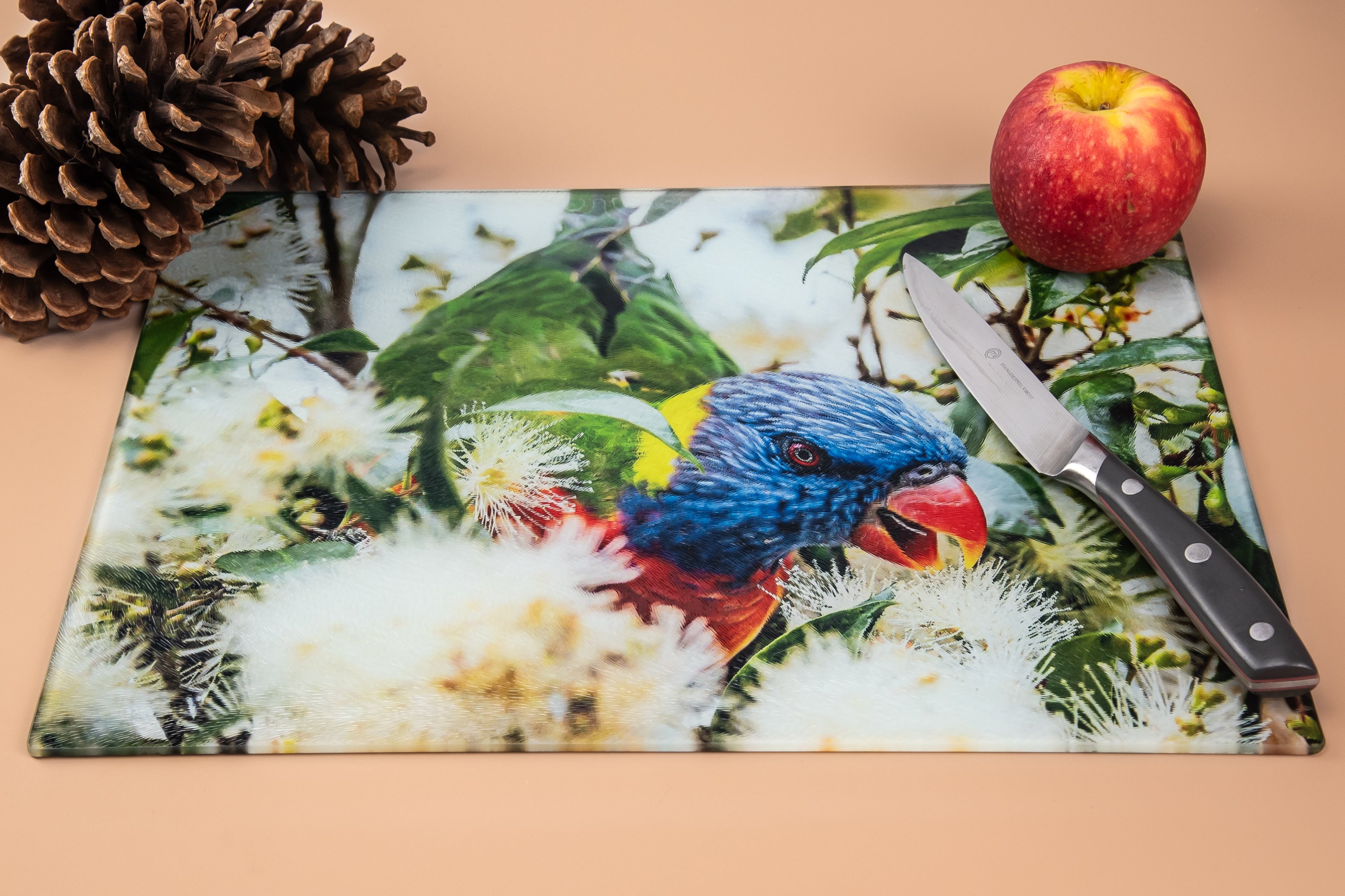 Rainbow Lorikeet Chopping Board - Tempered Glass