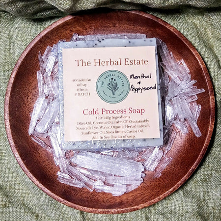 2 bars of Menthol & Poppyseed Cold Processed Soap 120g each
