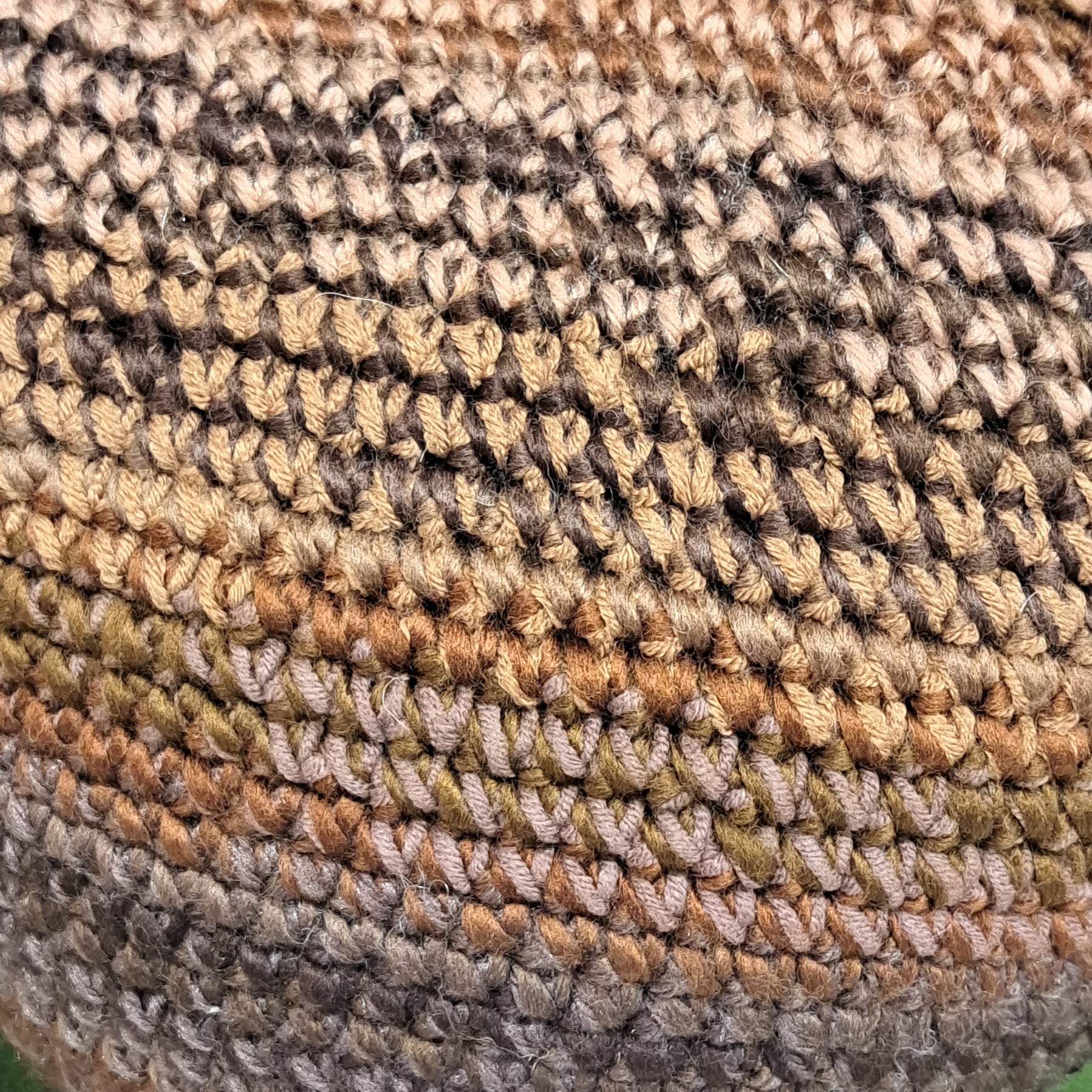 Handmade Crochet chicken cushion brown white