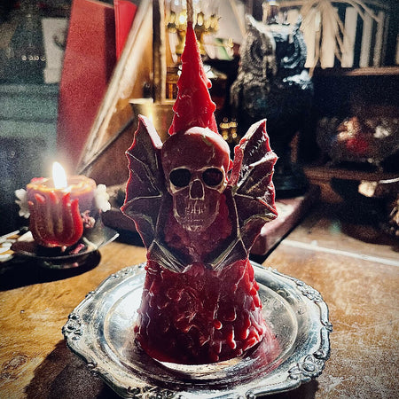 Cone of Samhain The Winged Skull Beeswax Candle