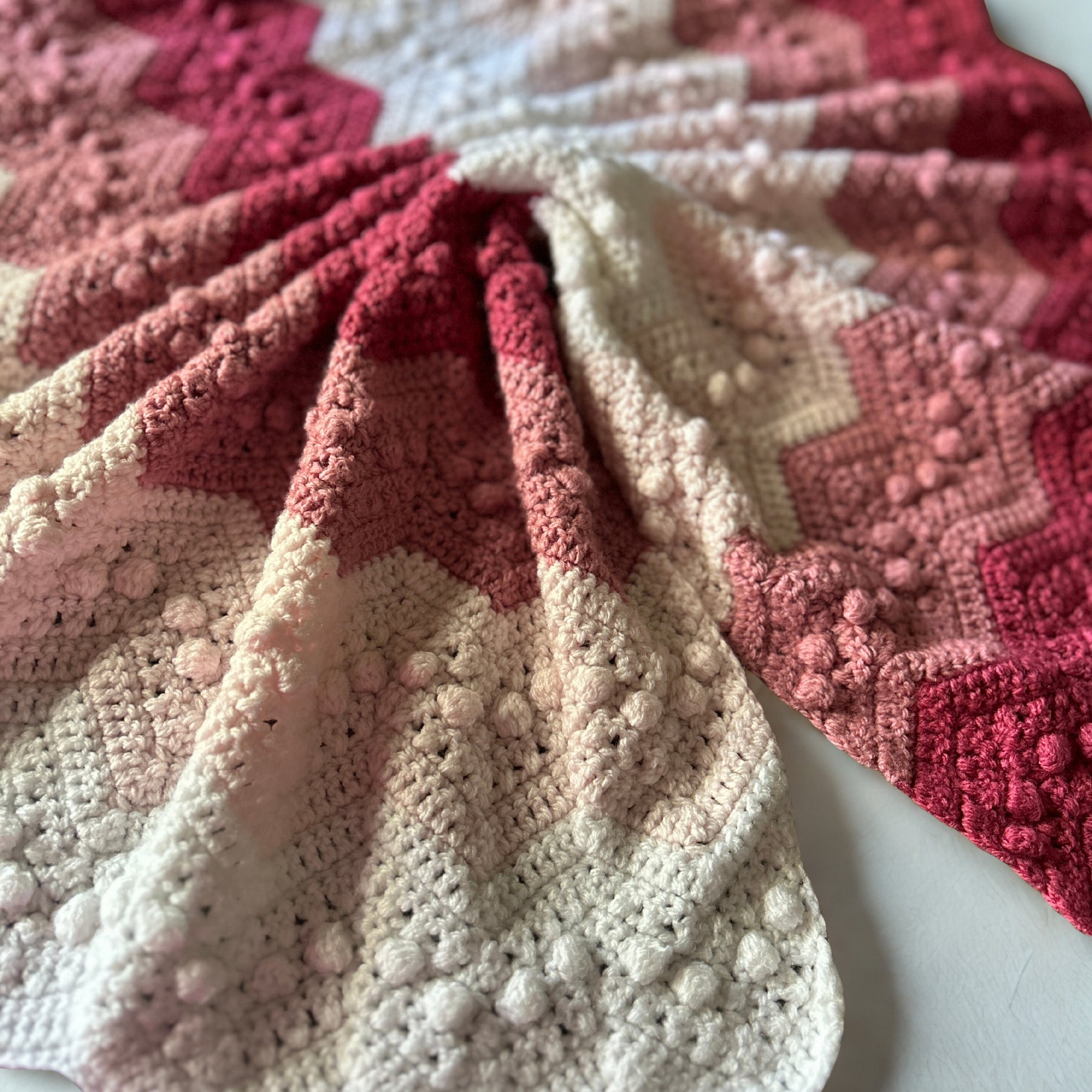 Pink Baby Girl Ripple Blanket Crochet